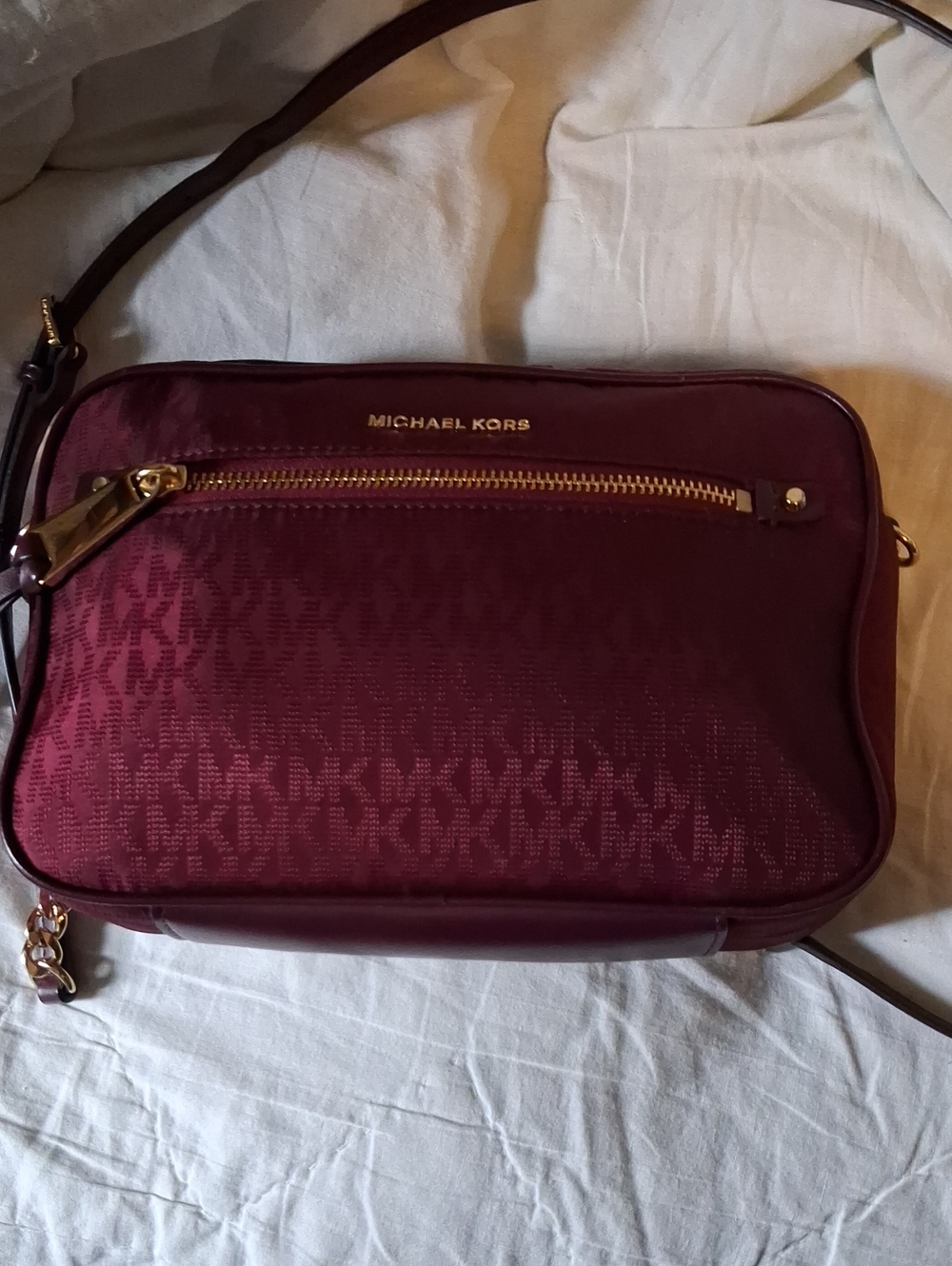 Michael Kors Deep Wine Crossbody Bag with Gold Hardware